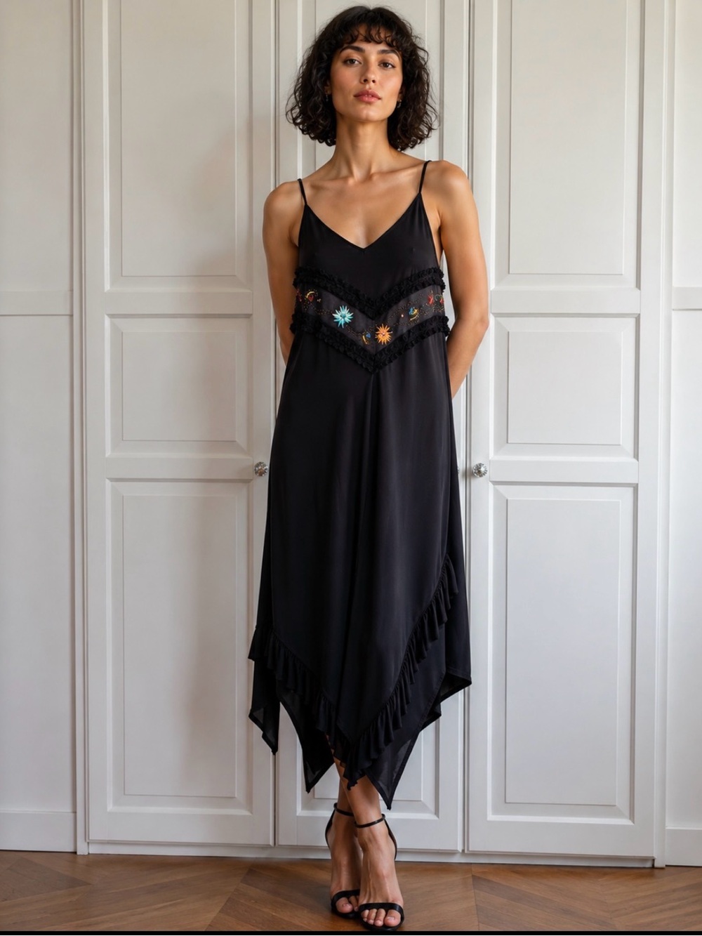 Vintage Simon Chang Asymmetrical little  Black Dress formal, quiet luxury